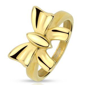 Ribbon Gold IP Stainless Steel Ring